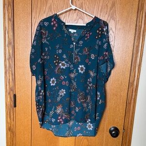 Maurices Teal Floral Blouse
